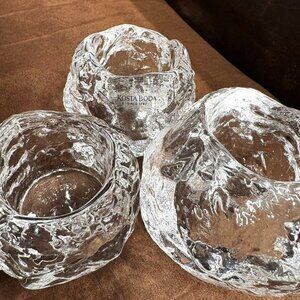 Set of 3 Kosta Boda Snowball Votive Candle Holders SHIPS FREE